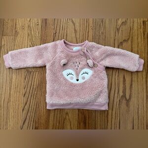 ⭐️5/$25⭐️ Pink Fleece Fox Sweater 6M